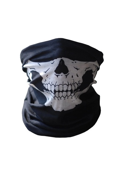 Siyah Renk Dikişsiz Çok Fonksiyonlu Çene Kafatası Yüz Maskesi Baf Buff Bandana Boyunluk Bileklik Bx4