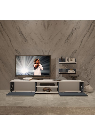 Decoraktiv Eko 4 Mdf Dvd Tv Ünitesi Tv Sehpası Beyaz - Antrasit