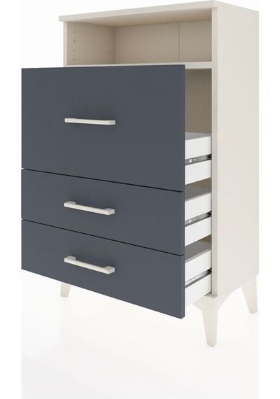 Arges Komodin Tek Raflı 3 Çekmeceli 60x30x96 Aytaşı-antrasit Aytası