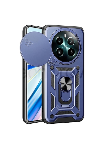 Realme 12 Plus Kılıf Magnetik Standlı Sürgülü Kamera Korumalı Tank Kapak