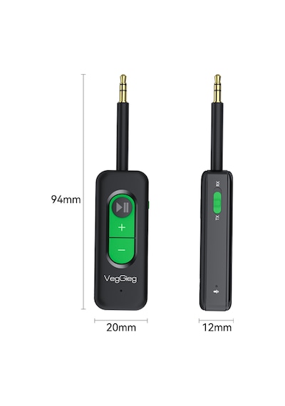 Veggieg Aux Bluetooth 5.4 Transmitter & Receiver Kablosuz Ses Adaptörü