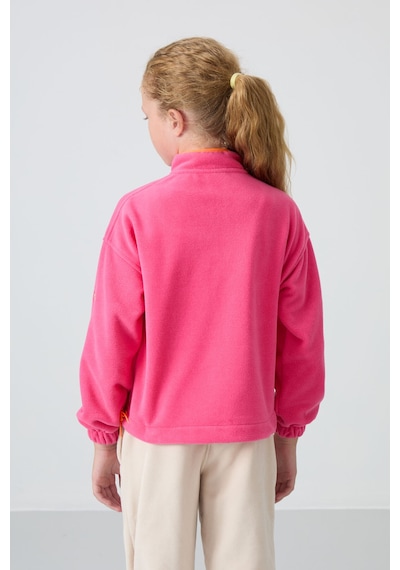 Tommy Life Şeker Pembe Kalın Yumuşak Dokulu Standart Fit Nakışlı Polar Kız Çocuk Sweatshirt - 75157 Şeker Pembe