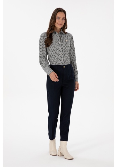 U.S. Polo Assn. Kadın Lacivert Carrot High Waist Fit Kanvas Pantolon 50309266-VR033