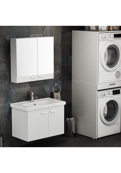 Aqua Bagno Basic Alt Dolap + Üst Dolap -lavabo Dahil-beyaz ,80 Cm. 3 Parça Beyaz Aqua Bagno Basic Alt Dolap + Üst Dolap -lavabo Dahil-beyaz ,80 Cm. 3 Parça Beyaz