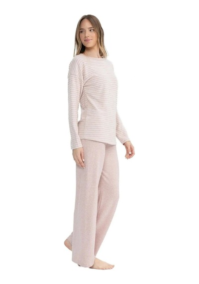 U.S. Polo Assn. U.s Polo Assn. 17083 Kadın Yumoş Kumaş Uzun Kollu Yuvarlak Yaka Pijama Takımı-pembemelanj Pembe Melanj