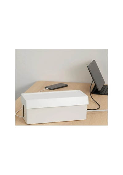 Kapaklı Kablo Düzenleme Kutusu 32x14x12 Cm Plastik Kablo Düzenleyici Organizer Beyaz - 739434855