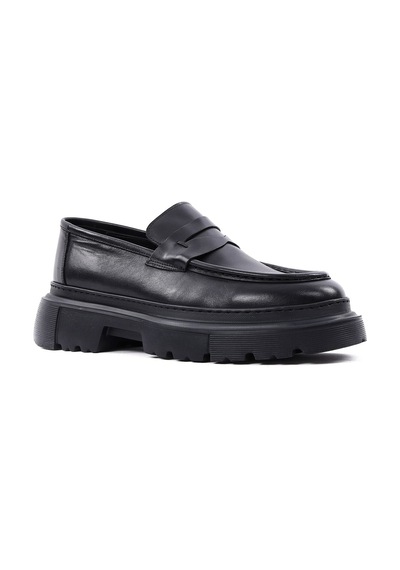 Shoetyle - Hakiki Deri Siyah Renk Günlük Erkek Ayakkabı - 250-132470-1552