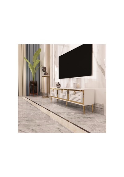 Palo 150 Cm Tv Ünitesi Tv Sehpası Beyaz-altın Beyaz