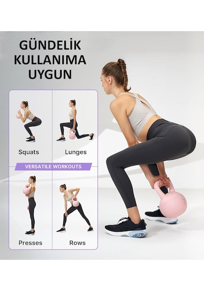 Valkyrie 4kg Soft Kettlebell Yumuşak Tabanlı Metal Kumlu Ses Yapmaz Darbeye Dayanıklı Çift El Ağırlık
