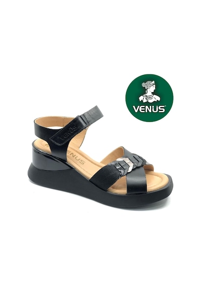 Venüs Vollig Hakiki Deri Comfort Ortopedik Kadın Sandalet Siyah