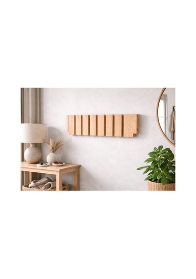 Katlanabilir Ahşap Duvar Askılığı 40x14 Cm Bej