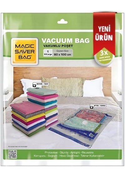 Magic Saver Bag XXL Vakumlu Seyahat Poşeti 80 x 100 CM