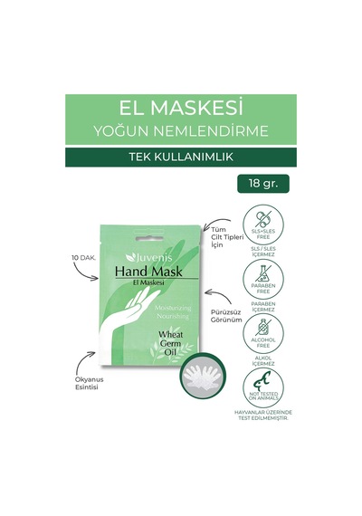 Juvenis Buğday Yağlı Kuru Ciltler İçin Nemlendirici El Maskesi 18 G