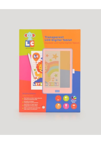 10 İnch Şeffaf Lcd Dijital 4 Adet Çizim Kartlı Tablet- Beyaz Beyaz