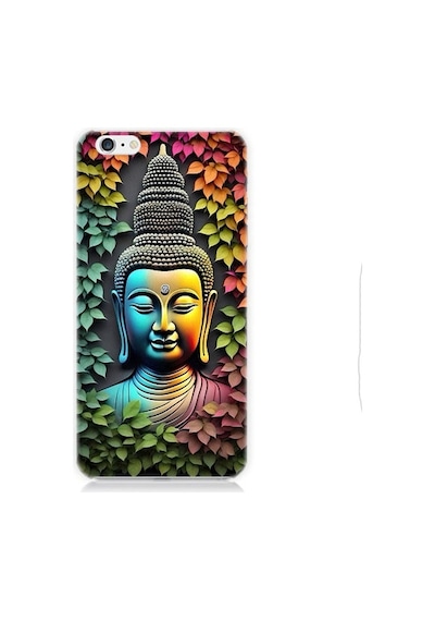 Apple Uyumlu iPhone 6 Plus Budha Ve Sarmaşık Yapraklar Desenli Silikon Kılıf