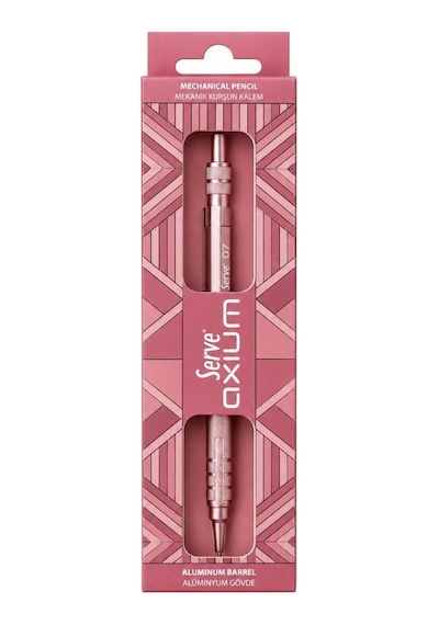 Serve Axium Mekanik Kurşun Kalem 0.7 Mm Alüminyum Gövde - Metalik Rose Çok Renkli