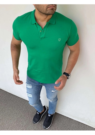 Modefendi Slim Fit Polo Yaka Pamuklu Tshırt Yeşil