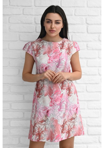 Koza Butik Kadın Desenli Kısa Kollu Elbise 5167-23 001