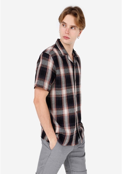 Colin's Colins Regular Fit Shirt Neck Ekoseli Erkek Lacivert Kısa Kol Gömlek Cl1067068 Q1.v1 Nav Lacivert