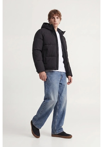Jack & Jones Erkek Jjgalaxy Kapüşonlu Şişme Mont 12303930 Siyah