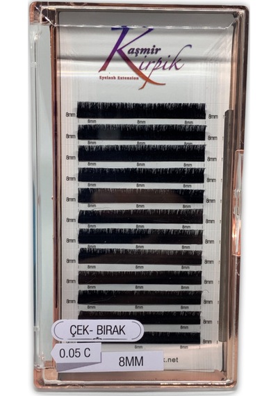 Kaşmir Kirpik Çek - Bırak 0.05 C Kıvrım Tek Boy Kirpik 8 MM