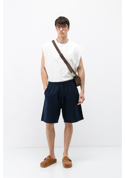 Vamos Oversize Keten Şort Lacivert