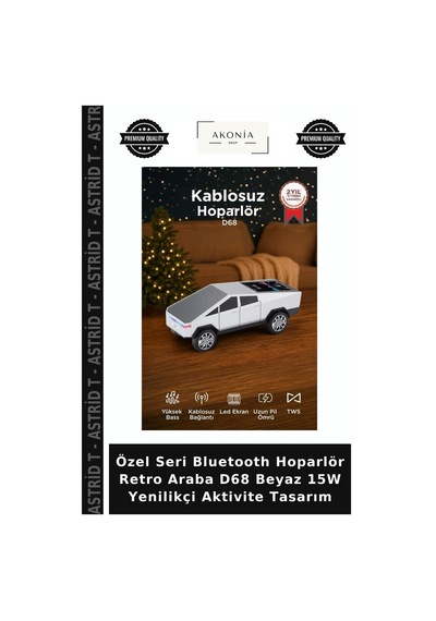 Özel Seri Bluetooth Hoparlör Retro Araba D68 Beyaz 15w Yenilikçi Aktivite Tasarım