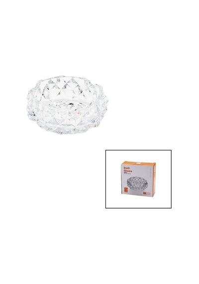 Küçük Cam - Dıamond Kristal Şekil Yuvarlak Küllük Çap: 11.2cm - D: 4.4cm 5570