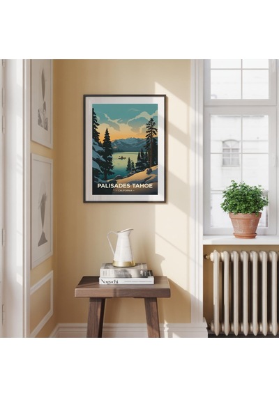 Palisades Tahoe Kayak Merkezi Posteri, Vintage Alp Macerası Duvar Sanatı
