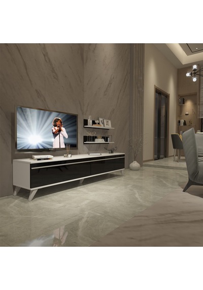 Decoraktiv Eko 4 Mdf Std Retro Tv Ünitesi Tv Sehpası Beyaz - Siyah