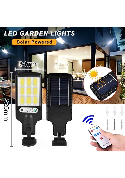 Jouis Solar Güneş Enerjili Sokak Lambası 120 Led - Ip65 Su Geçirmez Uzaktan Kumandalı Ve Hareket Sensörlü Cob Led