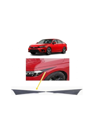 Honda Civic Fe1 2022 Sonrası Far Üstü Kaşı Çıtası Piyano Black 2 Parça