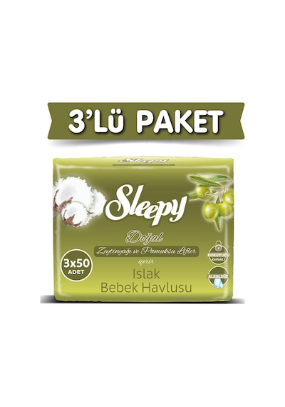 Sleepy Zeytinyağlı Islak Havlu 3 X 50'Li 3 Paket