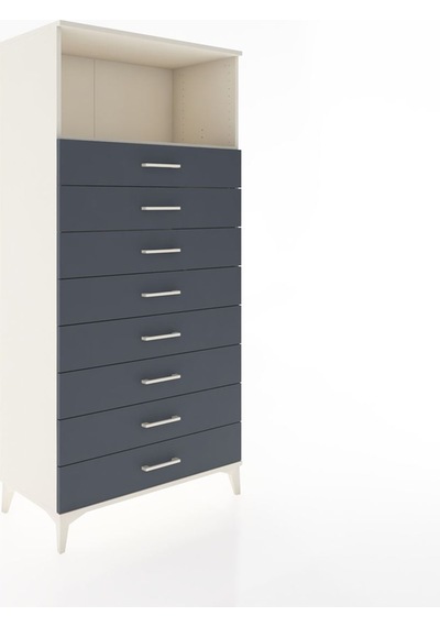 Hyperion Dolap Tek Raflı 8 Çekmeceli 88x44x182 Aytaşı-antrasit Aytaşı