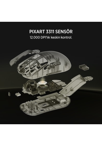James Donkey Jdm11 Paw3311 12.000dpı Triple Mode Kablolu/bluetooth/2.4g Siyah Gaming Mouse