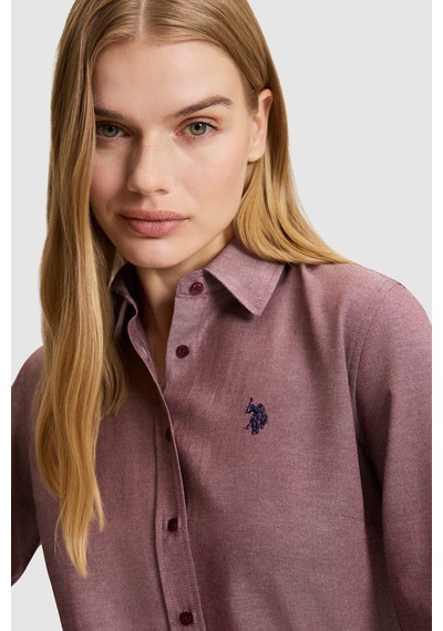 U.S. Polo Assn. Kadın Bordo Uzun Kollu Basic Gömlek 50324791-vr177 New Plum