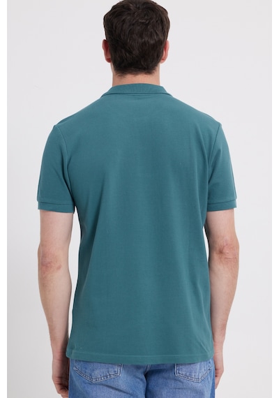 Tudors Erkek Slim Fit Dar Kesim %100 Pamuk Yeşil Polo Yaka Tişört-46205 Yeşil