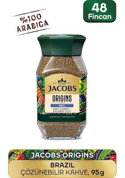Jacobs Origin Brazil Granül Kahve Cam Kavanoz 95 G
