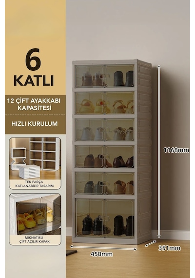 6 Katlı Katlanabilir Ayakkabılık, Modüler Ayakkabı Dolabı, Portatif Düzenleyici, Toprak Kahverengi 6 Katlı Katlanabilir Ayakkabılık, Modüler Ayakkabı Dolabı, Portatif Düzenleyici, Toprak Kahverengi