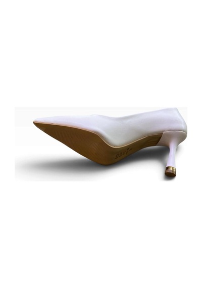 Ayem Kadın İnce Metal Detaylı Topuklu Stiletto Beyaz - 940730570 Beyaz
