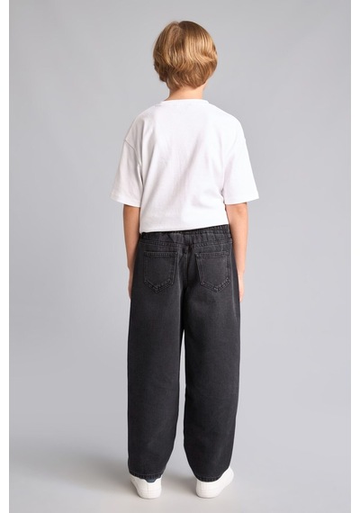 Defacto Barrel Fit Standart Paça Zincir Detaylı Jean Pantolon Erkek Çocuk H9795a826aunm40 Siyah-nm40