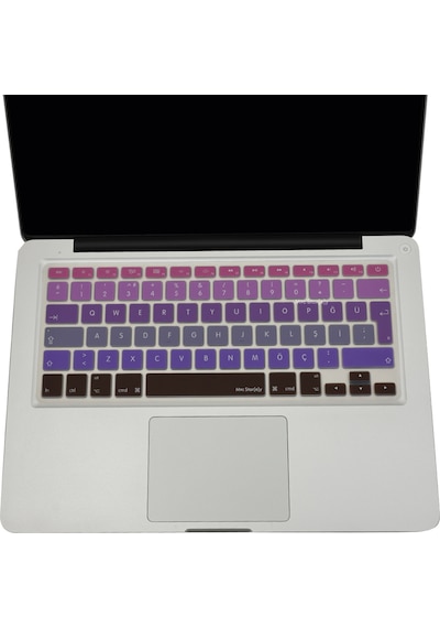 Apple Uyumlu MacBook Air Pro Klavye Koruyucu Türkçe Q Ombre Eski Usb Li Model 2008/2017 Yılı İle Pembe Mavi