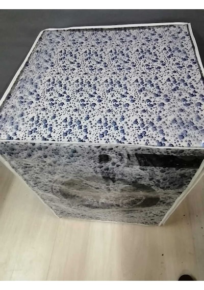 Damla Desenli Fermuarlı Çamaşır Ve Kurutma Makinesi Örtüsü Mavi