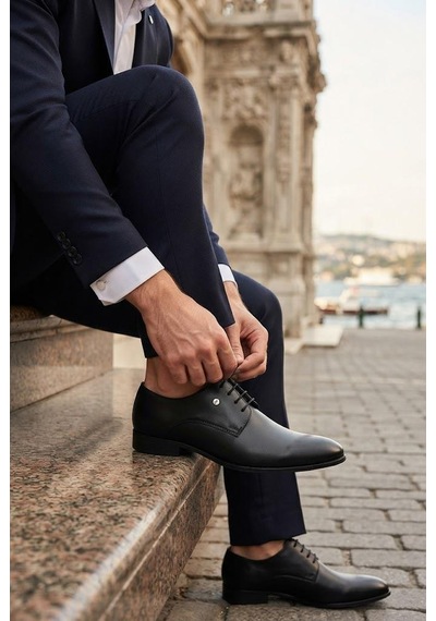 Fort 57013 Siyah Cilt Damat Ayakkabısı Takım Ayakkabısı Erkek Ayakkabı