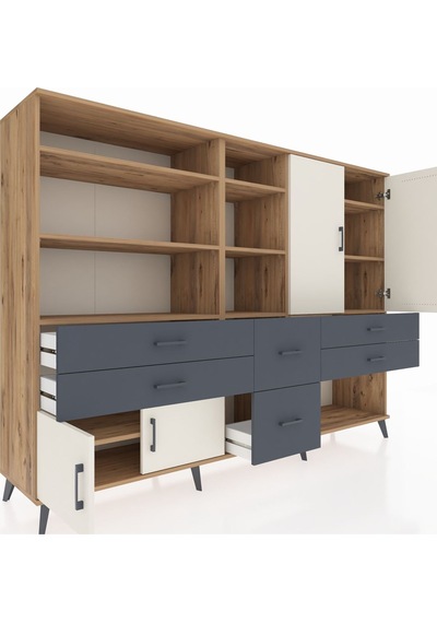 Hyperion Dolap 10 Raflı 6 Çekmeceli 4 Kapaklı 220x44x163 Çam-ayta Çam-aytaşı/antrasit Hyperion Dolap 10 Raflı 6 Çekmeceli 4 Kapaklı 220x44x163 Çam-ayta Çam-aytaşı/antrasit