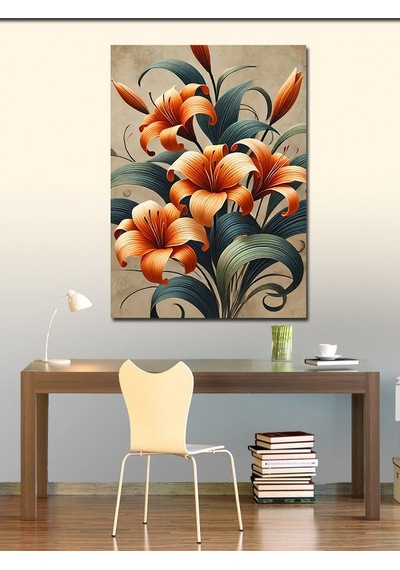 Kanvas Tablo Turuncu Çiçek Bahçesi 50cmx70cm