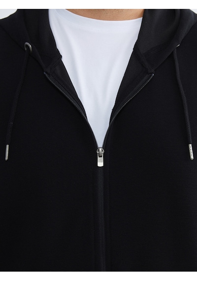 Lcwaıkıkı Classic Siyah Standart Kalıp Kapüşonlu Erkek Fermuarlı Sweatshirt