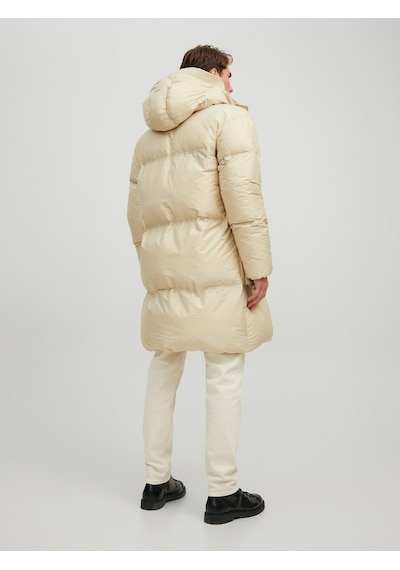 Jack & Jones Jack&jones Oversize Kapüşonlu Uzun Erkek Kışlık Mont - Minimalist Bej