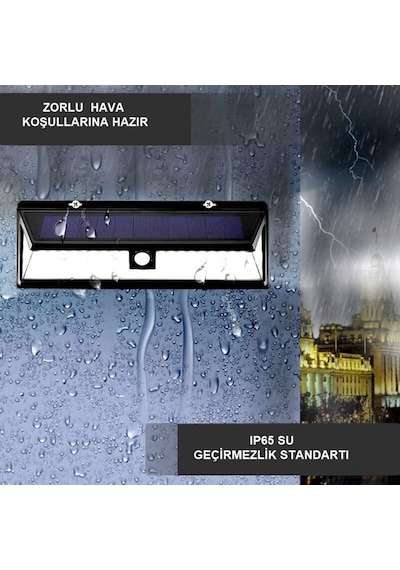 Solar 180 Led Güneş Enerjili Kumandalı 3 Modlu Duvar Lambası K