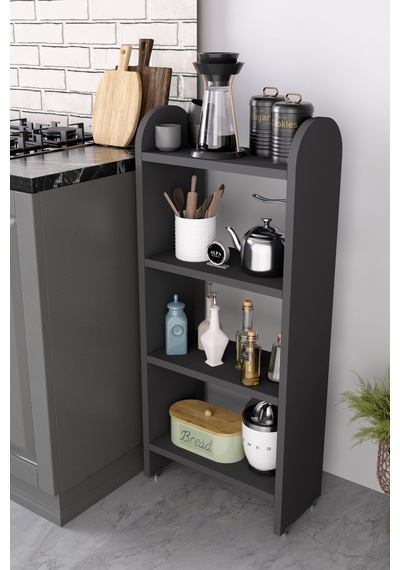 Alpaevmobilya Ahşap Oval 4 Raflı Açık Mutfak Dolabı Çok Amaçlı Organizer Raf Kahve Köşesi Standı Ve Ünitesi Antrasit Alpaevmobilya Ahşap Oval 4 Raflı Açık Mutfak Dolabı Çok Amaçlı Organizer Raf Kahve Köşesi Standı Ve Ünitesi Antrasit
